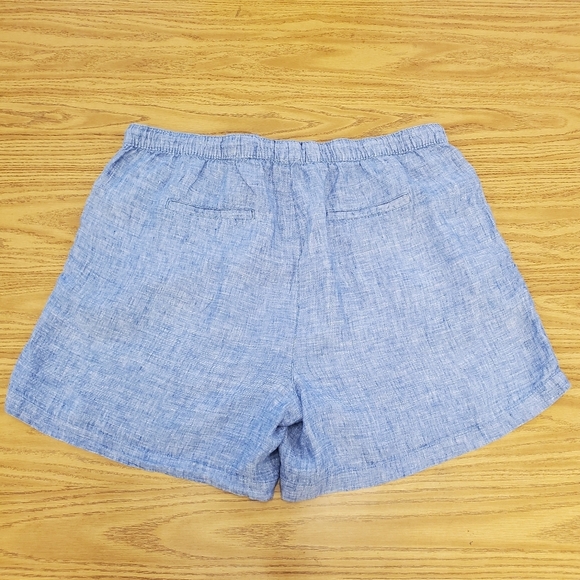 Tahari 100% Linen Drawstring Chambrey Blue Shorts Size 2X - Picture 2 of 7